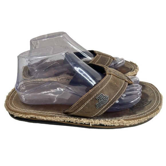 Justin Bent Rail Slide Hemp Sandals Mens Size 8 Leather Slip On Western Slides - Picture 1 of 8